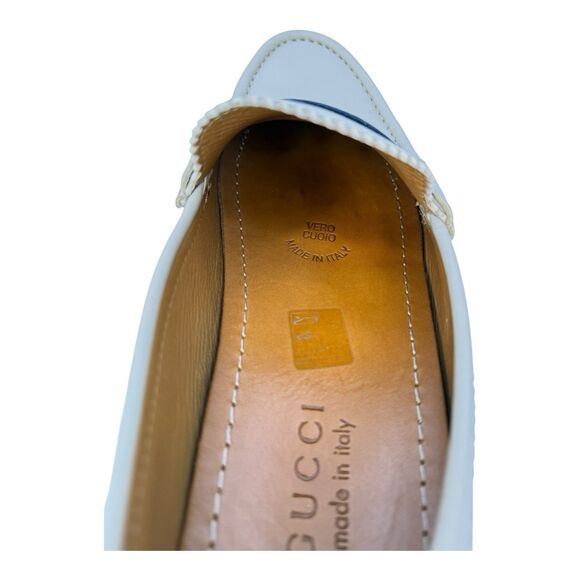 Authentic GUCCI Beige Driving Loafer Moccasin Shoes Red Blue 7G 7.5 main image 10